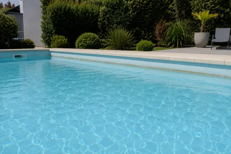 piscine avec la ligne d'eau mal entretenue