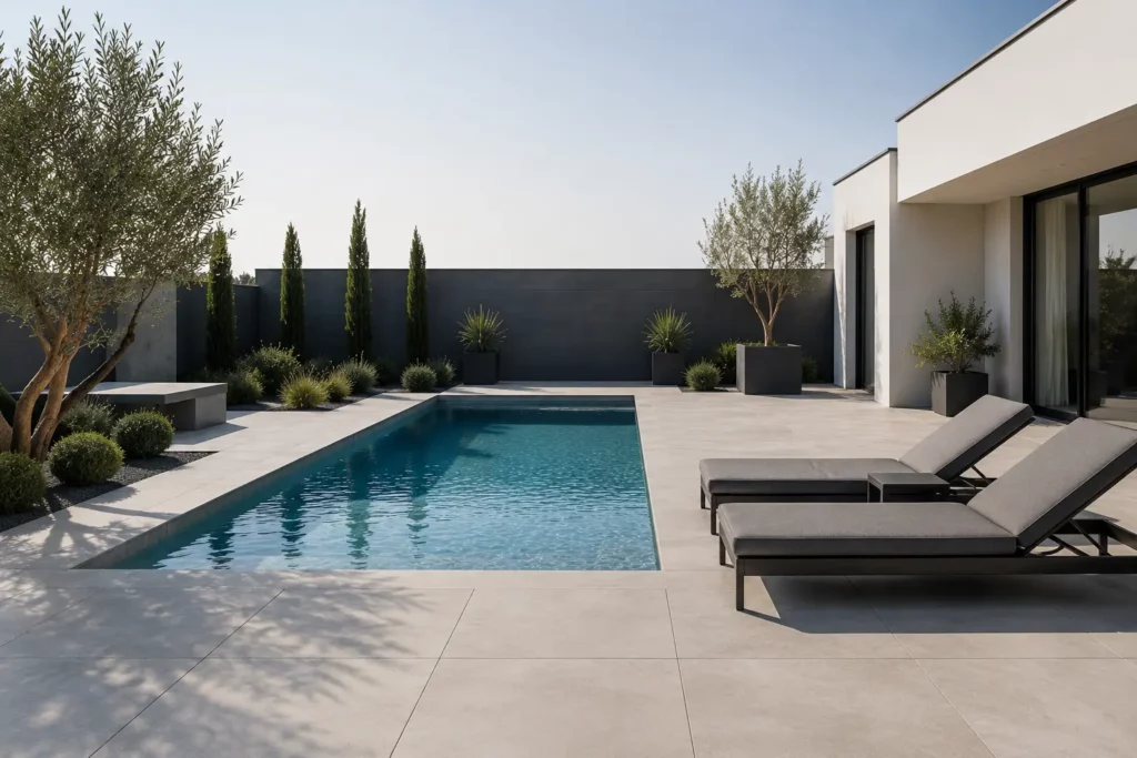 aménagement contour de piscine style minimaliste et contemporain