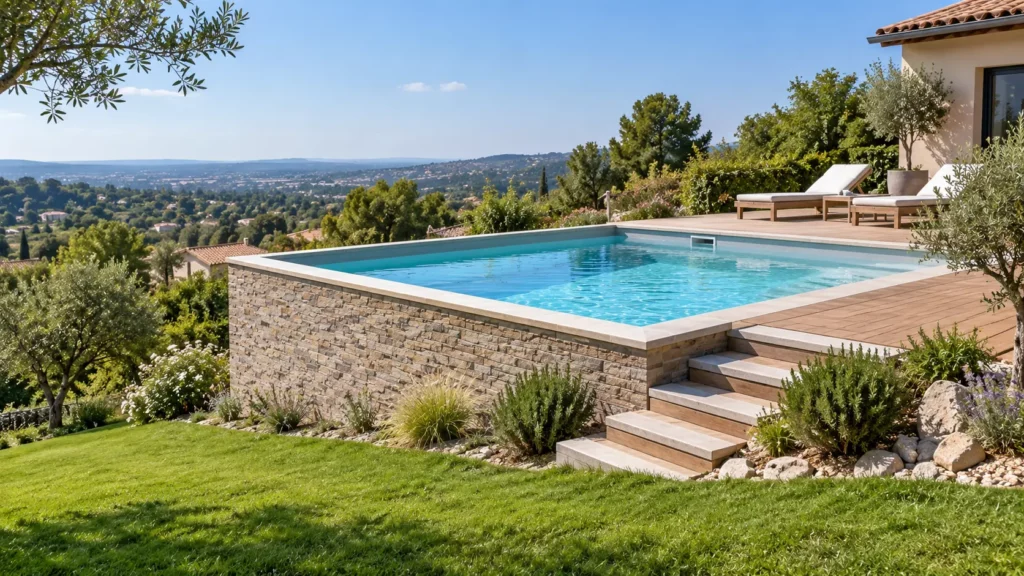 piscine semi-enterrée